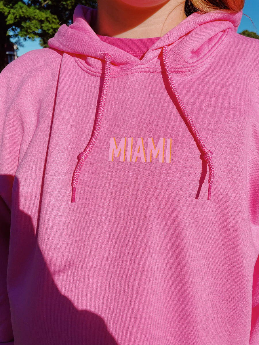 Miami Sprayed Hoodie Forest Green And Pink